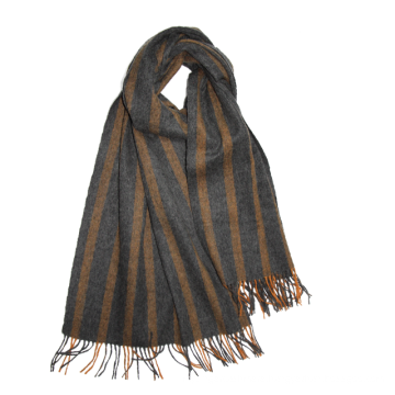 100% Wool Grey Strpes Long Scarf for Winter